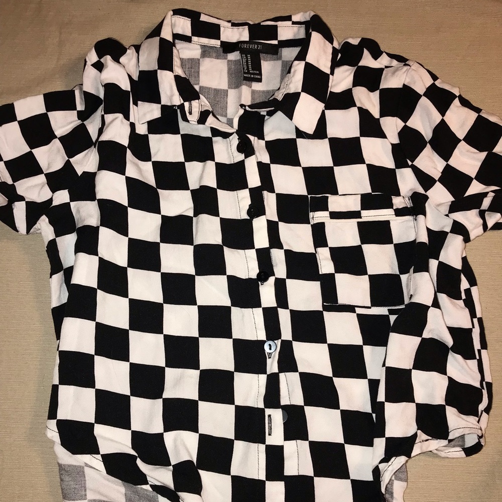 Checkered Crop Button Up!